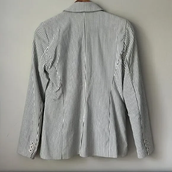 New Carolina Belle Neutral Pinstripe Blazer Jacket Academia Seersucker- Small - Picture 5 of 13